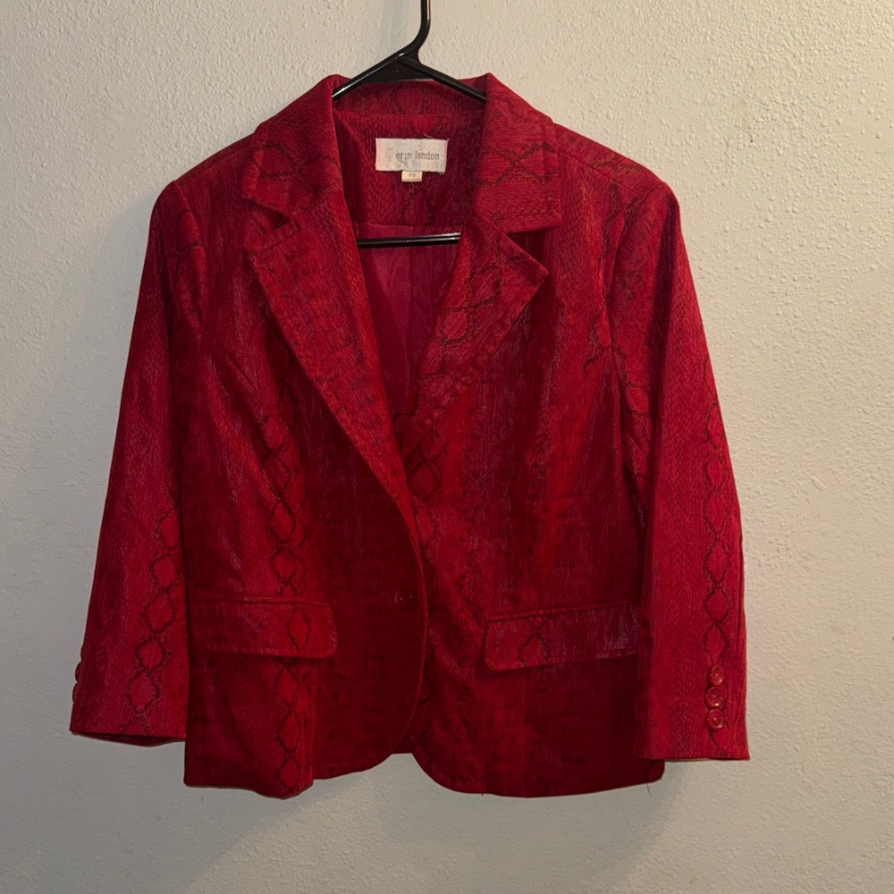 Snake Skin Print Red Women's Blazer